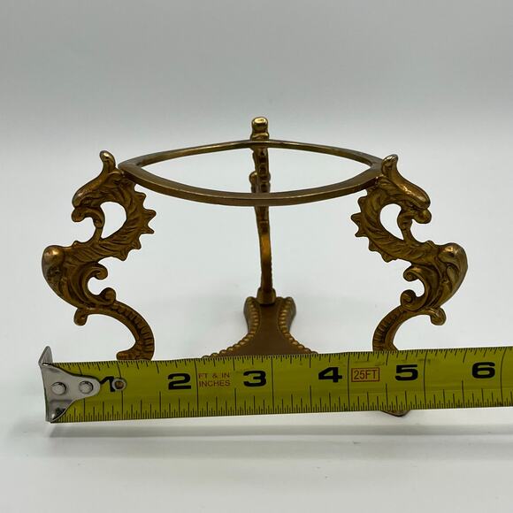Vintage Solid Brass Scroll Display Stand for Paperweight Orb Sphere Egg Candle - Picture 5 of 7